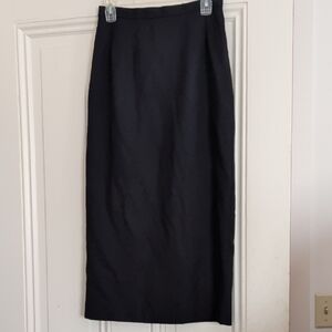 Elegant Black Wool Women's Midi Skirt